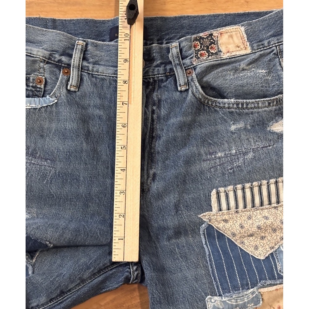 Polo Ralph Lauren Womens 26 Avery Boyfriend Blue Jeans Cottagecore Patchwork - Picture 11 of 13